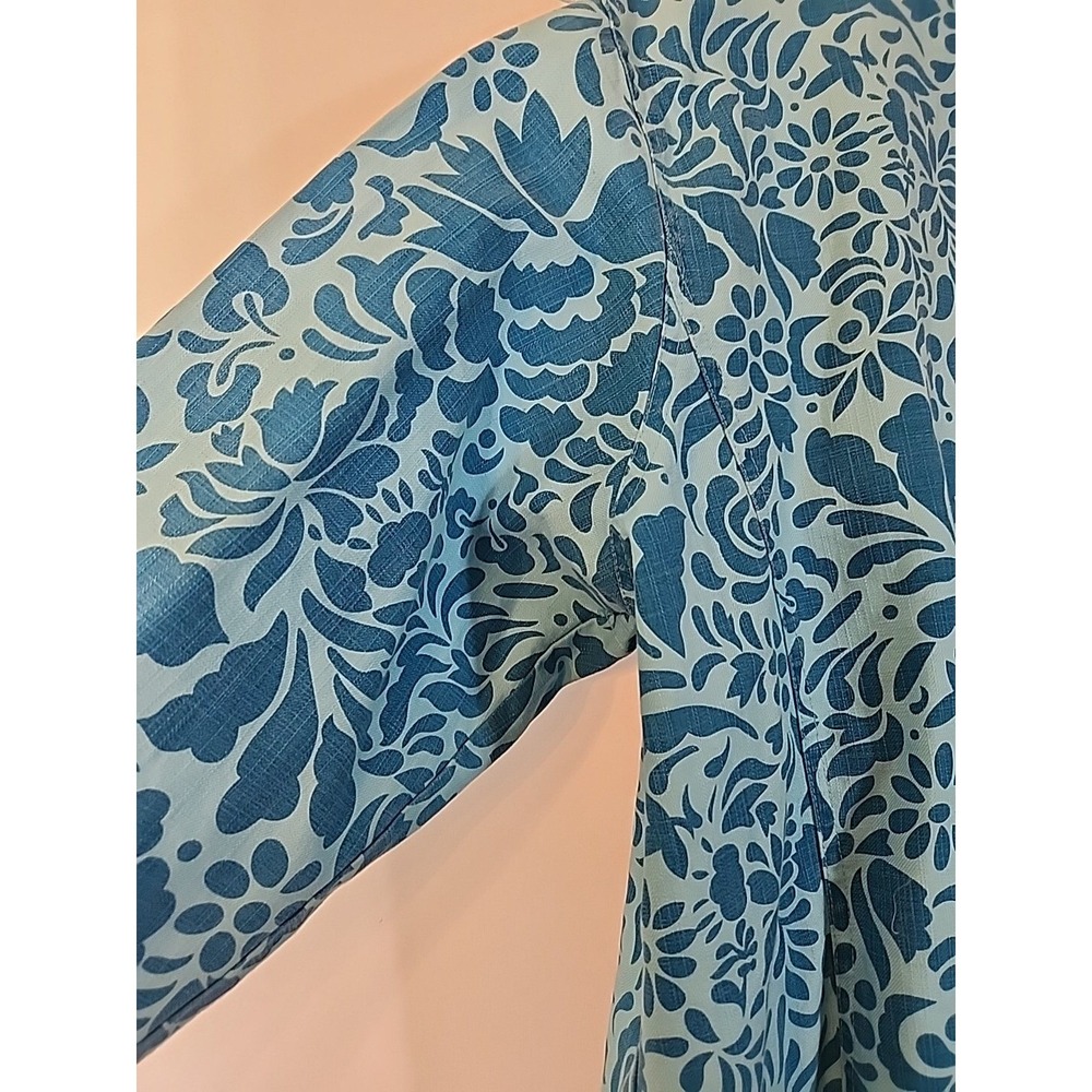 Coldwater Creek Floral‎ Jacket Long Sleeve Teal Blue Full Zip Lined Womens L - Picture 12 of 16